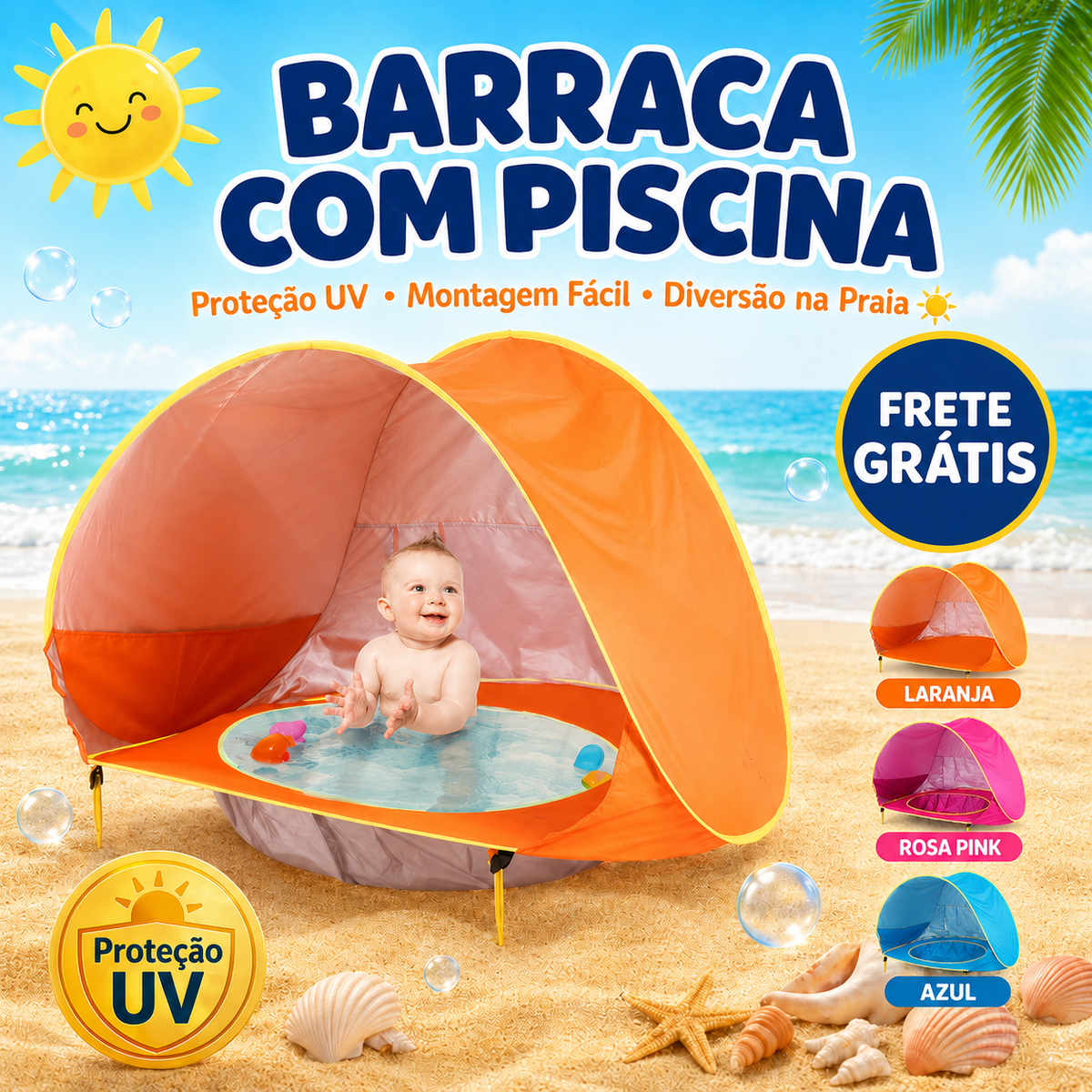 Barraca com Piscina para Bebê (Proteção UV)