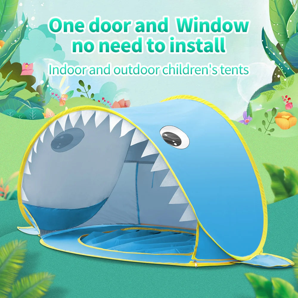 Barraca com Piscina para Bebê (Proteção UV) — Baby Shark